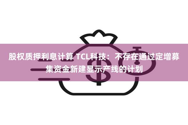 股权质押利息计算 TCL科技：不存在通过定增募集资金新建显示产线的计划
